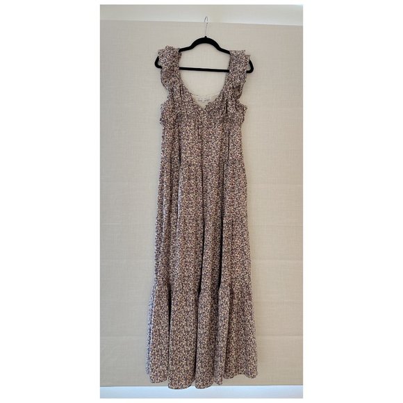 English Factory | Floral Ruffle Sleeve Maxi Dress | Color Ivory Multi | Size M - Picture 7 of 9